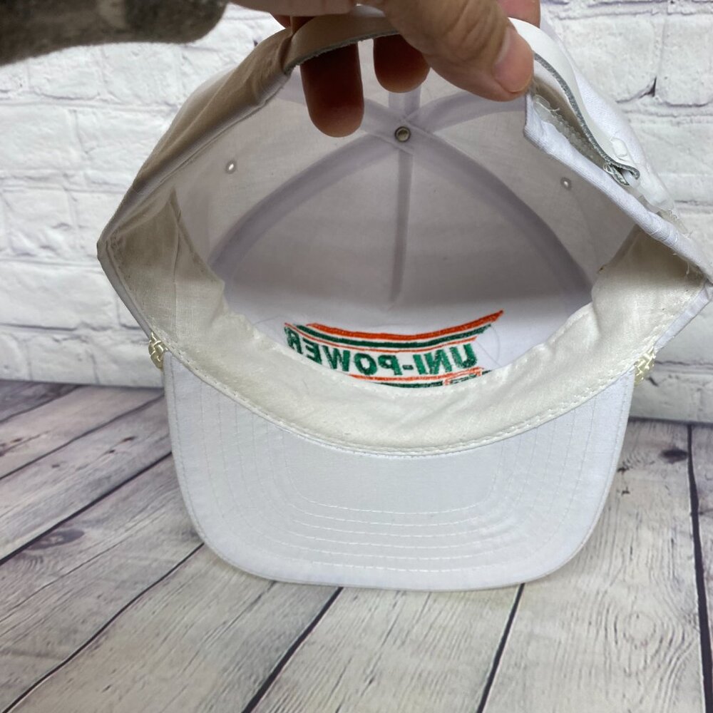 Vintage Farmer Hat Rope Cap Strap Belt White Uni-Power UFA Petroleum Fuel - Picture 8 of 9